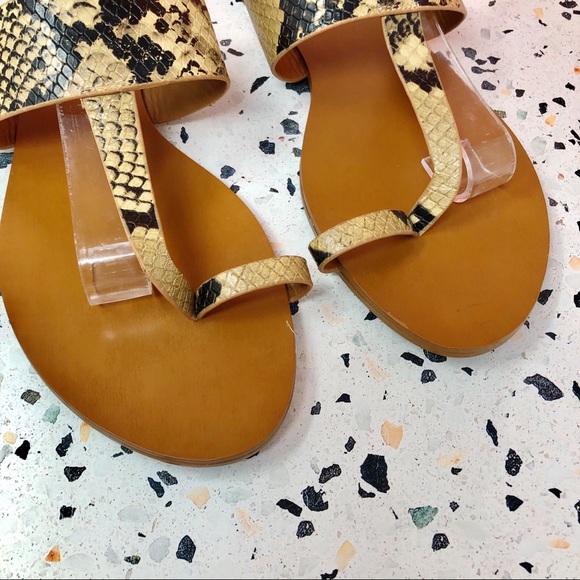 Zara Embossed Animal Print Toe Loop Sandal Sz 38 - Picture 2 of 8